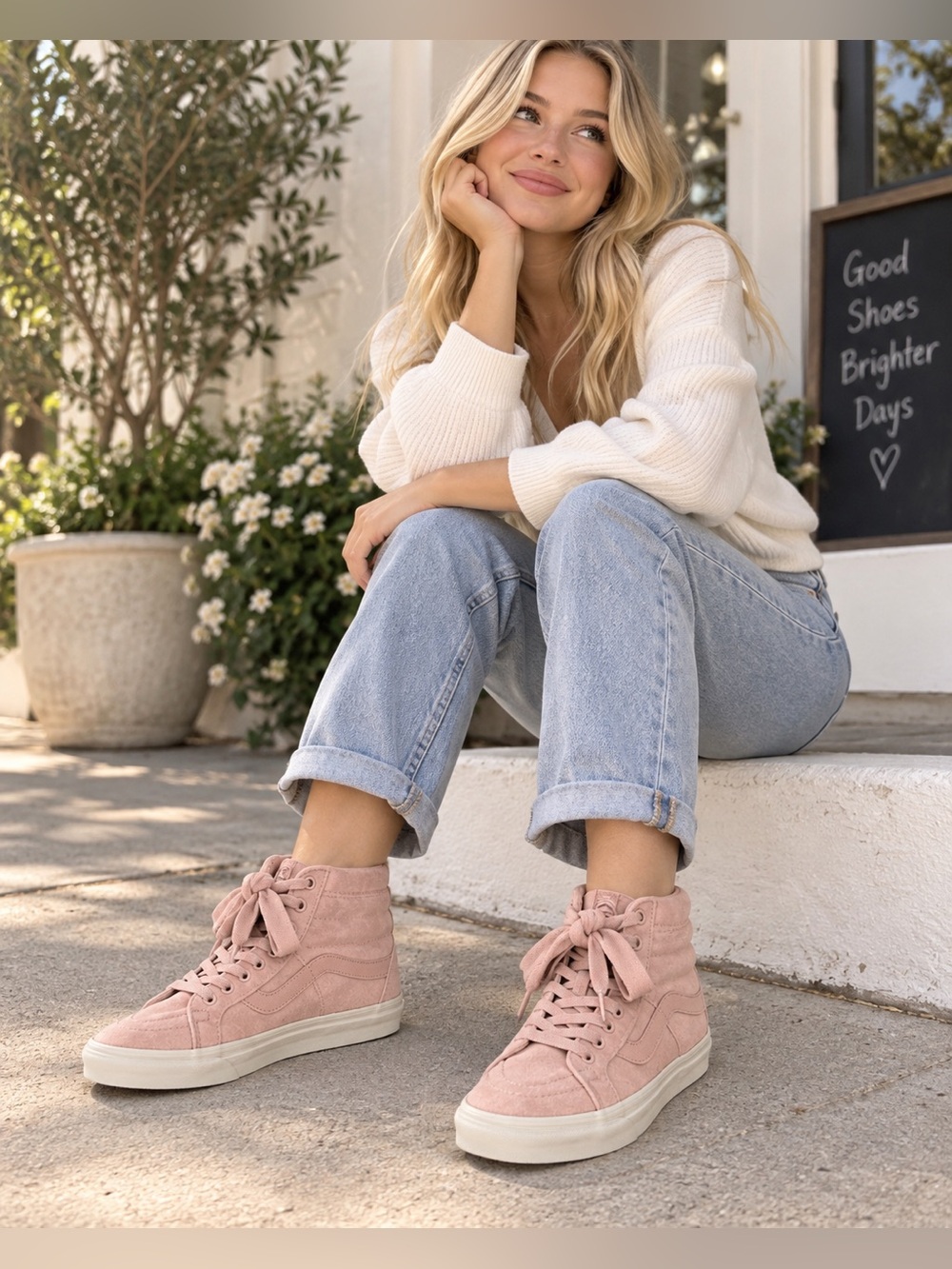 Vans Pink High-Top Suede Sneakers